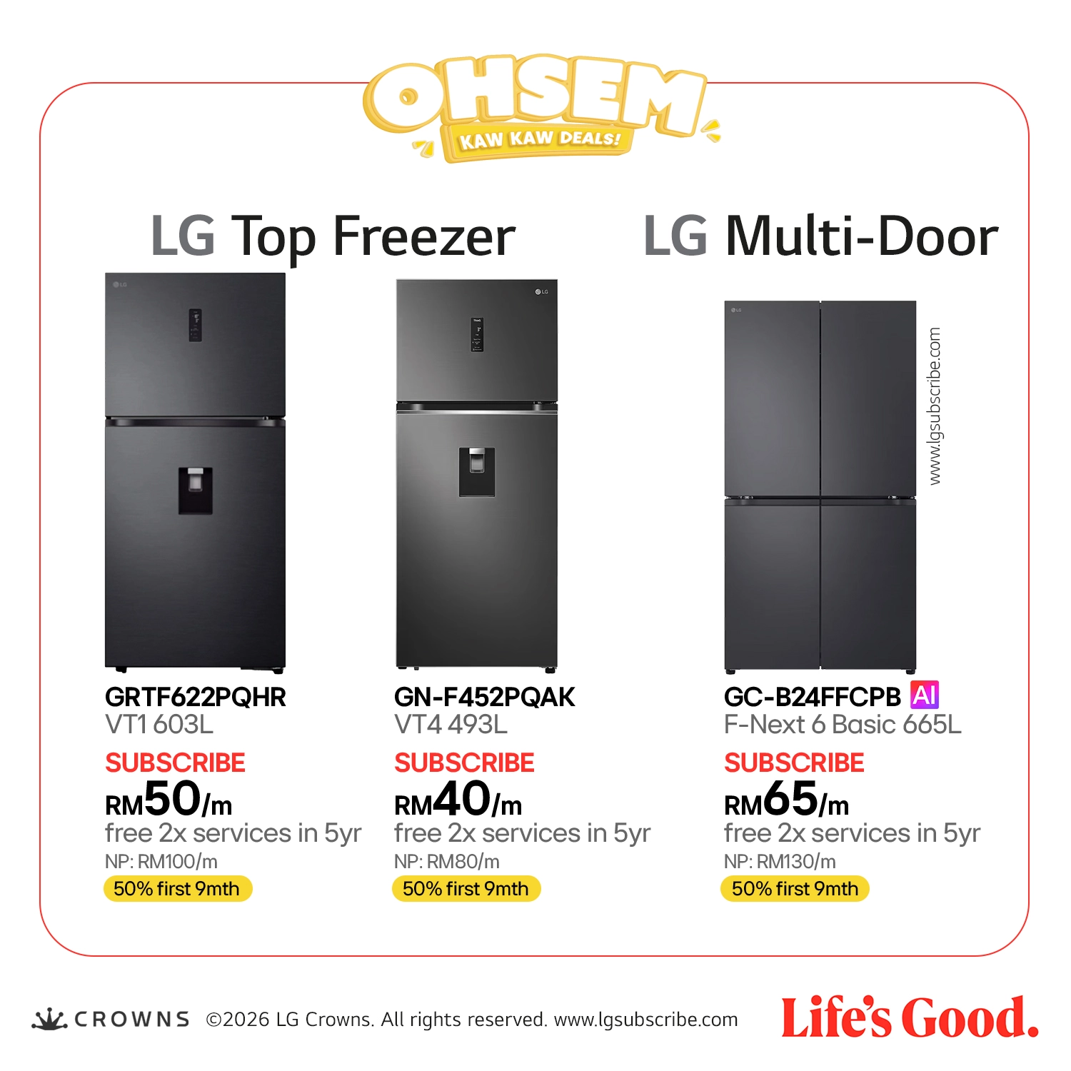 LG Top Freezer, LG Multi-Door - Refrigerator